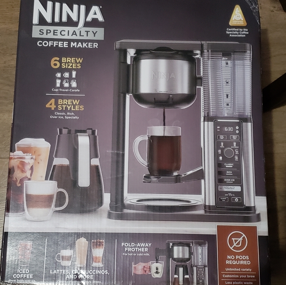 Ninja CM401 Specialty Hot & Iced Coffee Maker w/ Frother, 10-cup Glass Carafe